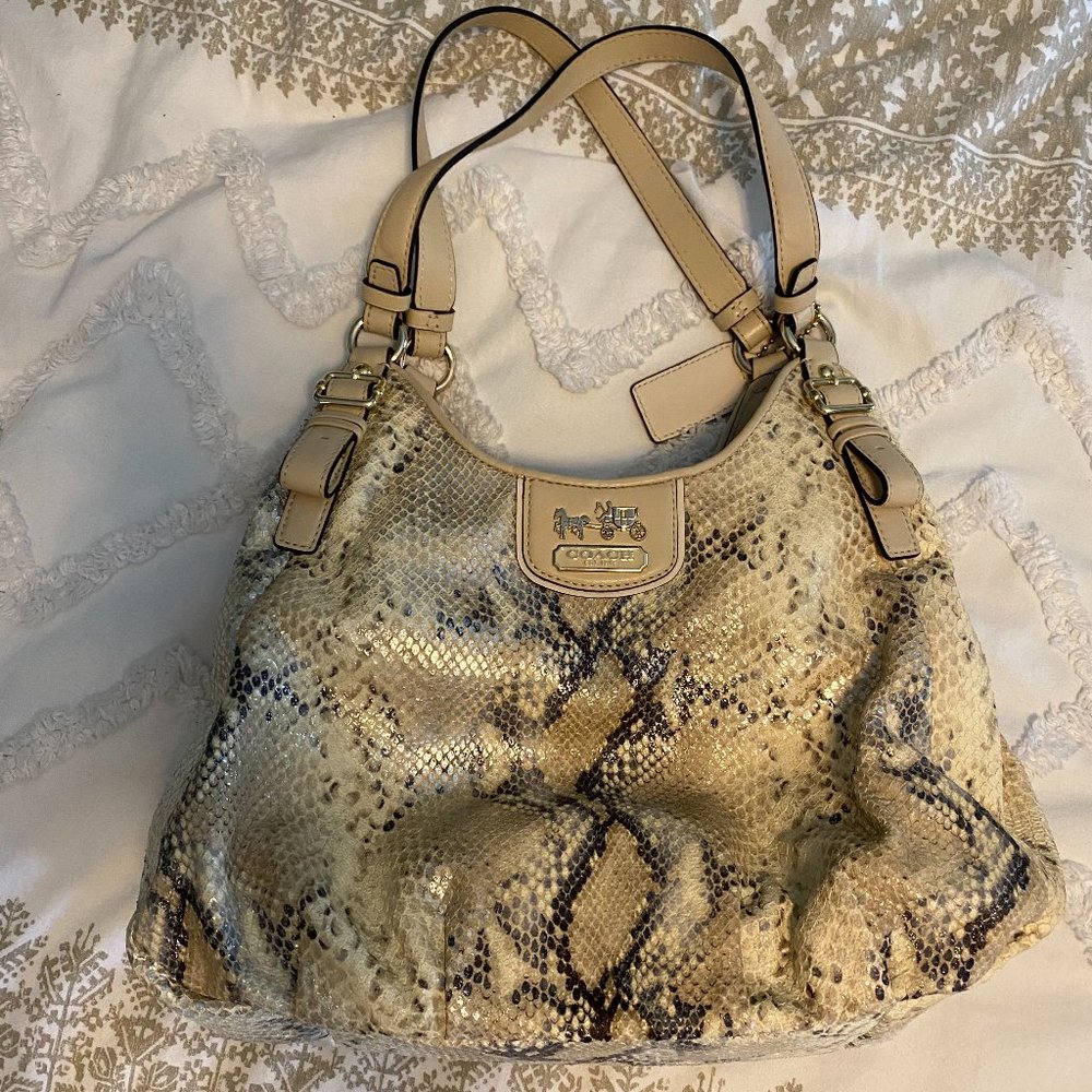 Coach Snake Print Satchel Shoulder Bag w/ Lavender Lining